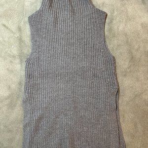 Aritzia Wilfred Italy Yarn 100% Wool Knit Sweater Gray Mock Vest Women (Small)